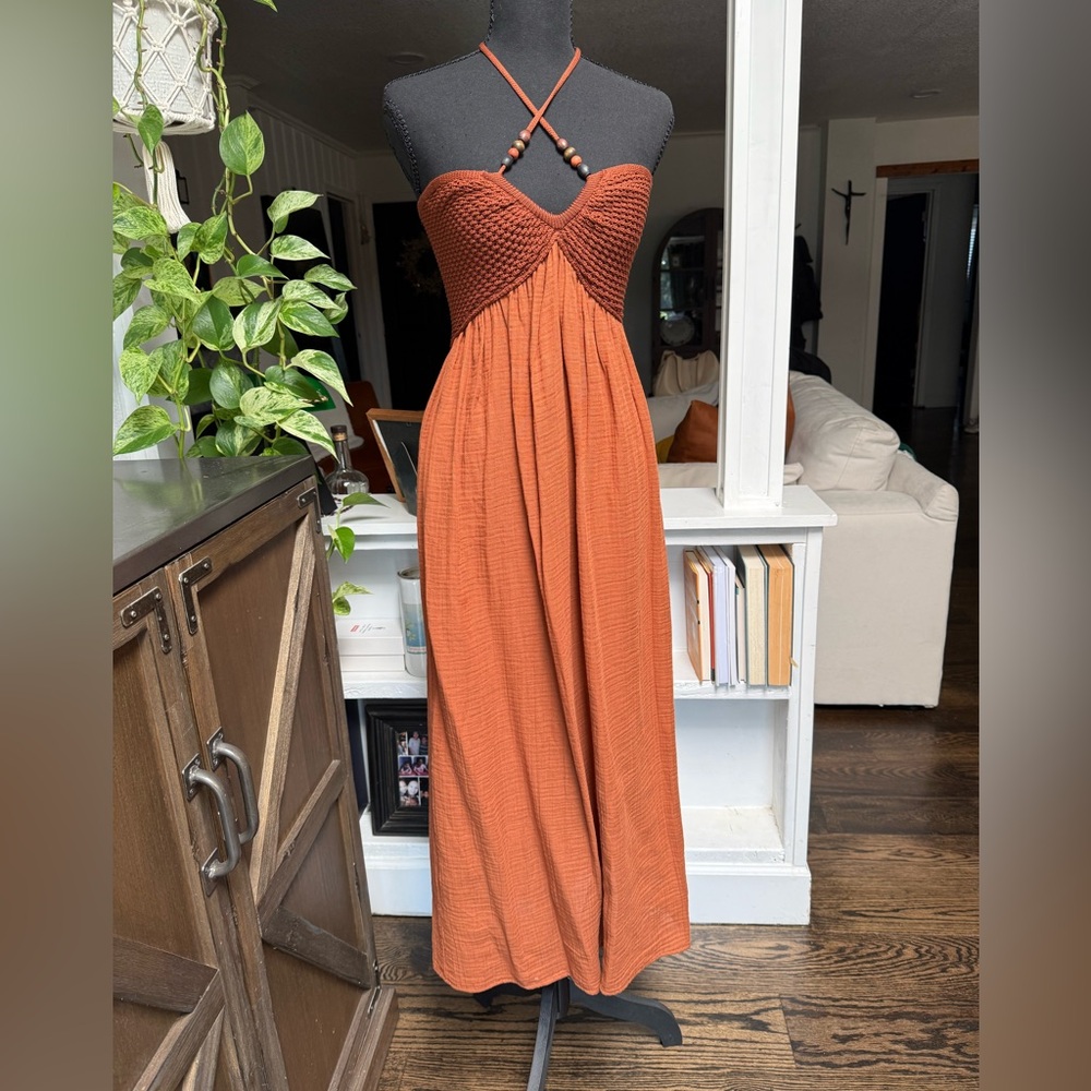 Zara halter tie  Strapless Maxi Dress